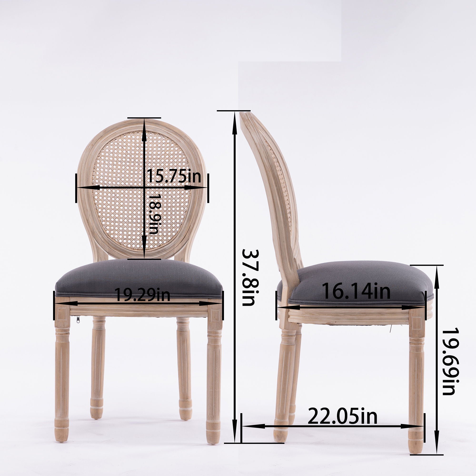 French Country Dining Chairs & Round Back (Set of 2)