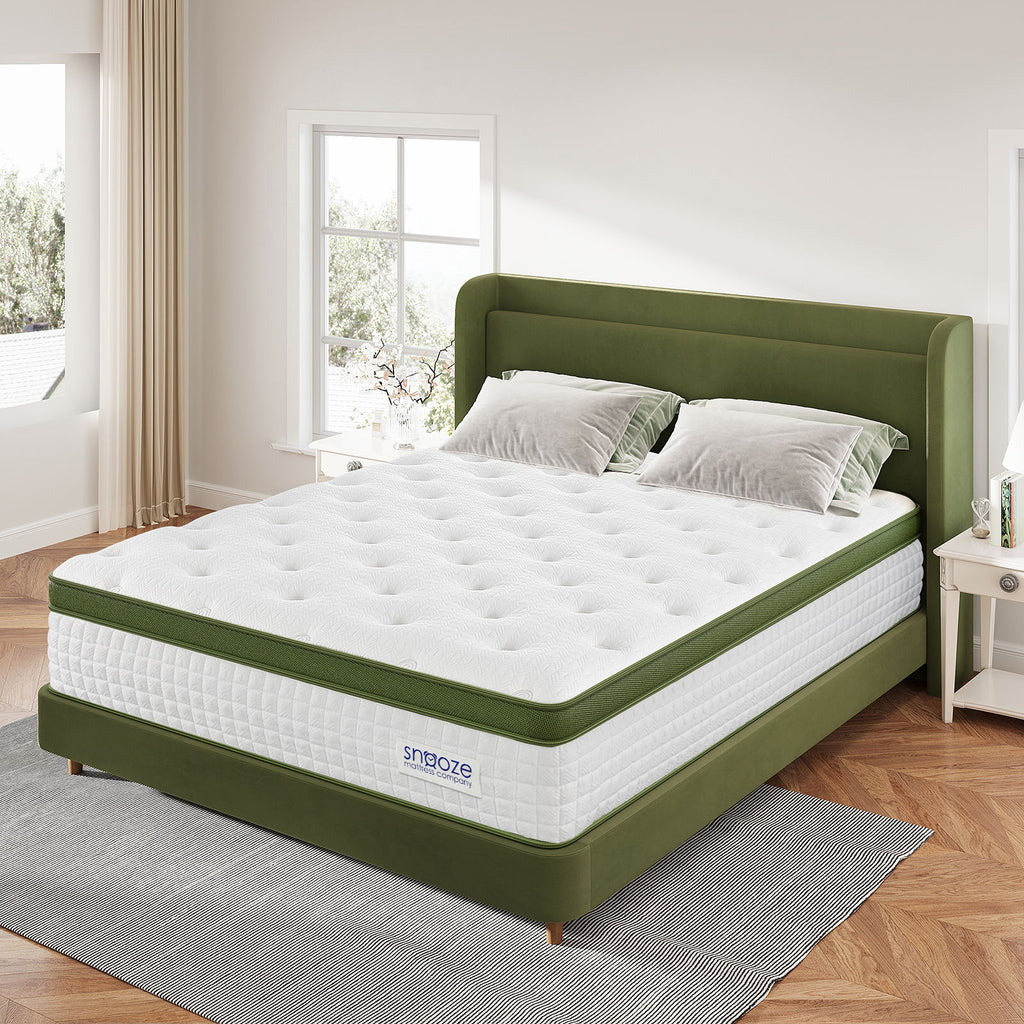 Snooze Mattress Company Glacier - 14" Euro Top Medium Hybrid Mattress With Independently Encased Coils & Gel Memory Foam