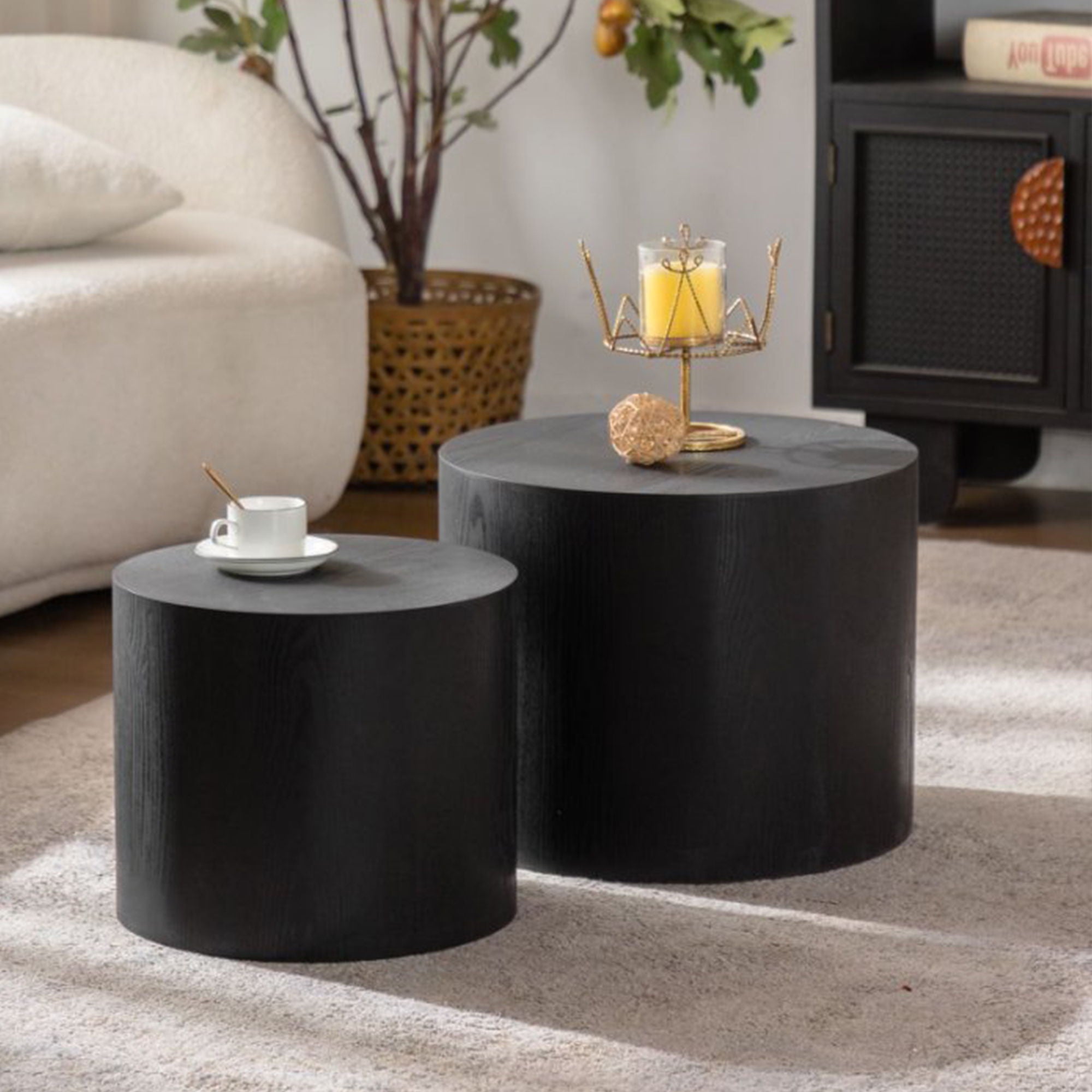 Round Nesting Coffee Table For Small Space (Set of 2)