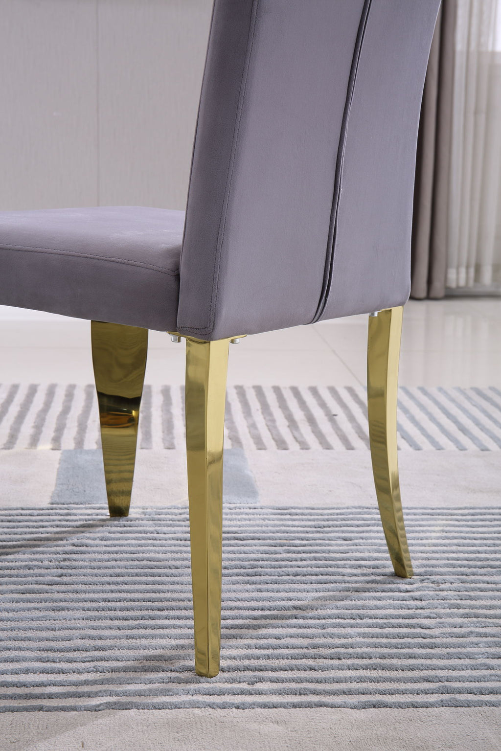 Upholstered Accent Armless Chairs With Stripe Backrest (Set of 2)