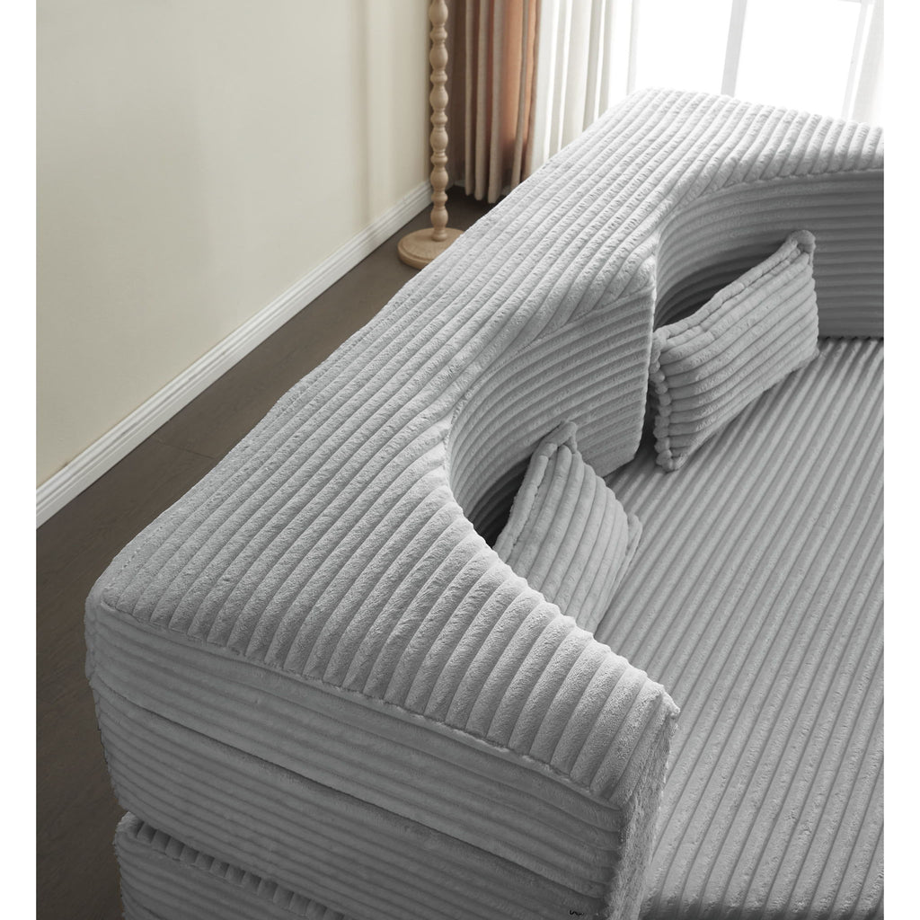 Floor Convertible Sleeper Sofa Bed With 2 Pillows