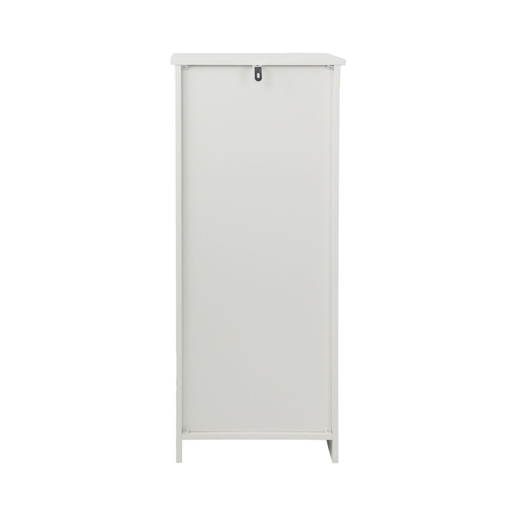 Louvered Door Bathroom Low Cabinet With Multi Layer Storage - White