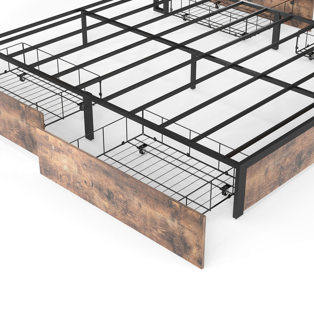 Bed Frame With Headboard, LED Lights & Charging Station