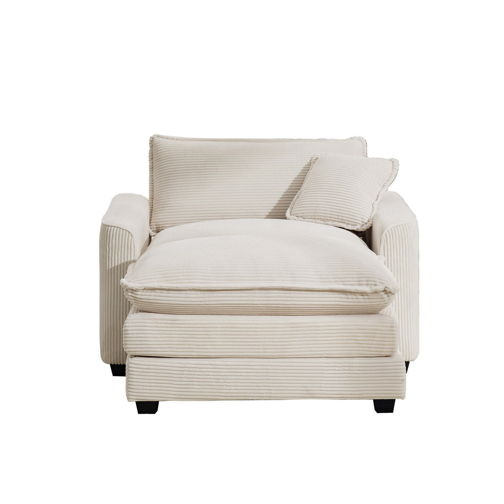 Classic Modern Comfortable Single Chair Deep Seat Sofa With Footstool
