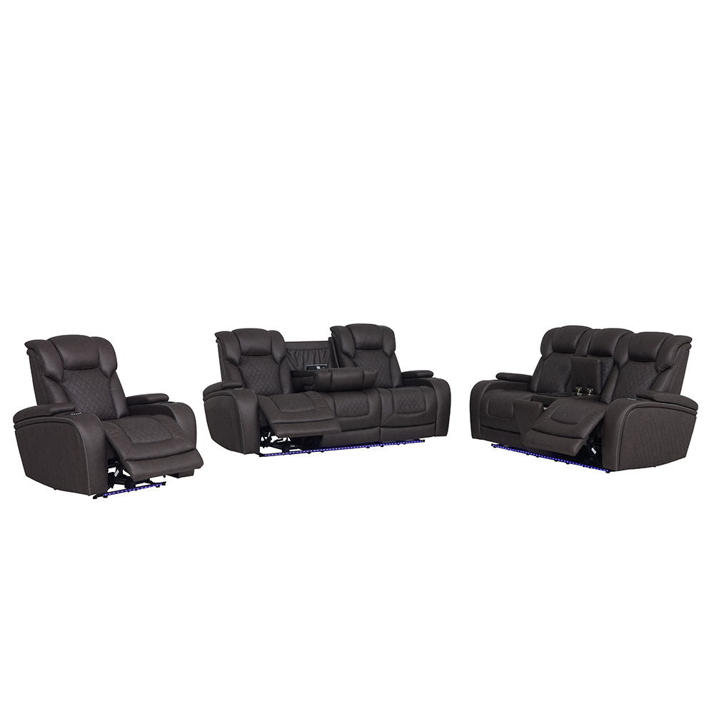 Wendell - Power Motion Sofa With Dropdown Table, Storage, USB & LED - Dark Gray