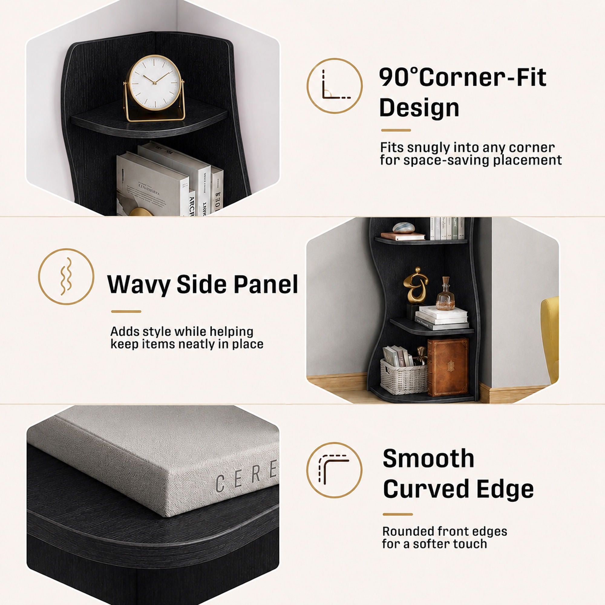 5 Tier S - Shaped Corner Shelf For Living Room
