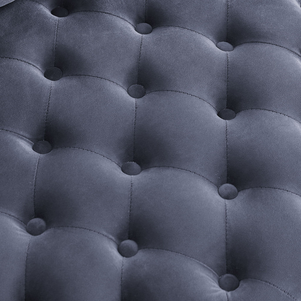 Modern Upholstered Swivel Chair With Button Tufted Design And Movable Wheels