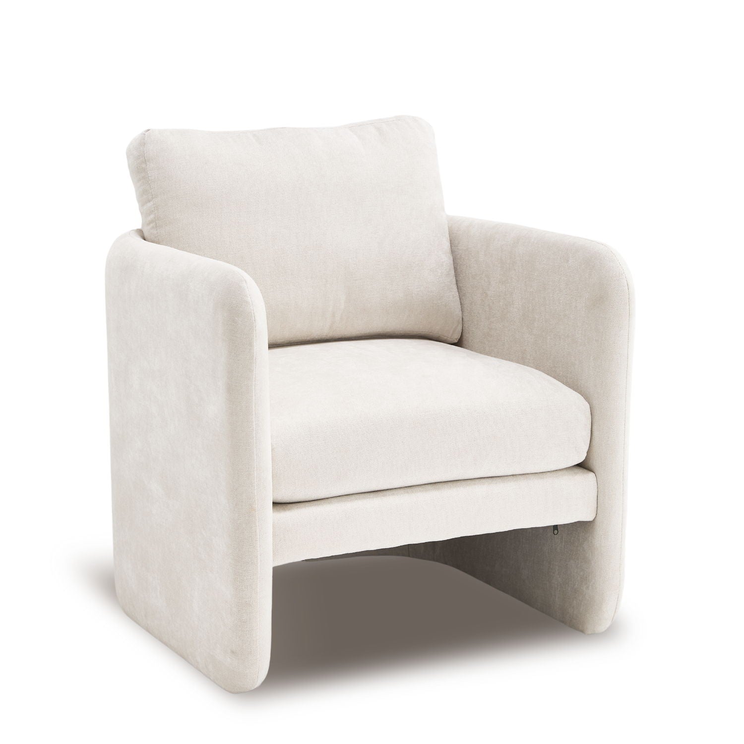 Armchair With Low Profile Curved Frame - Beige