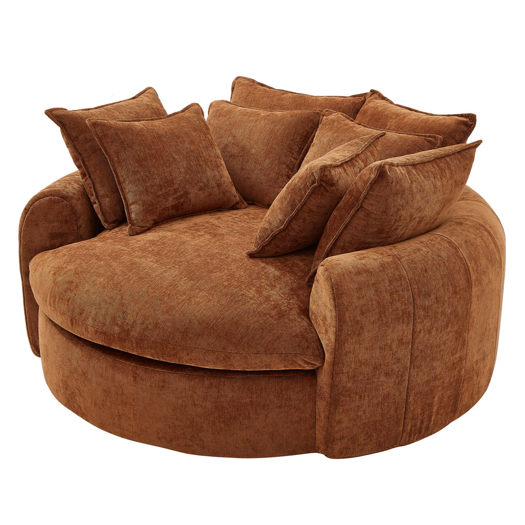 Modern Round Chaise Sofa With 8 Throw Pillows