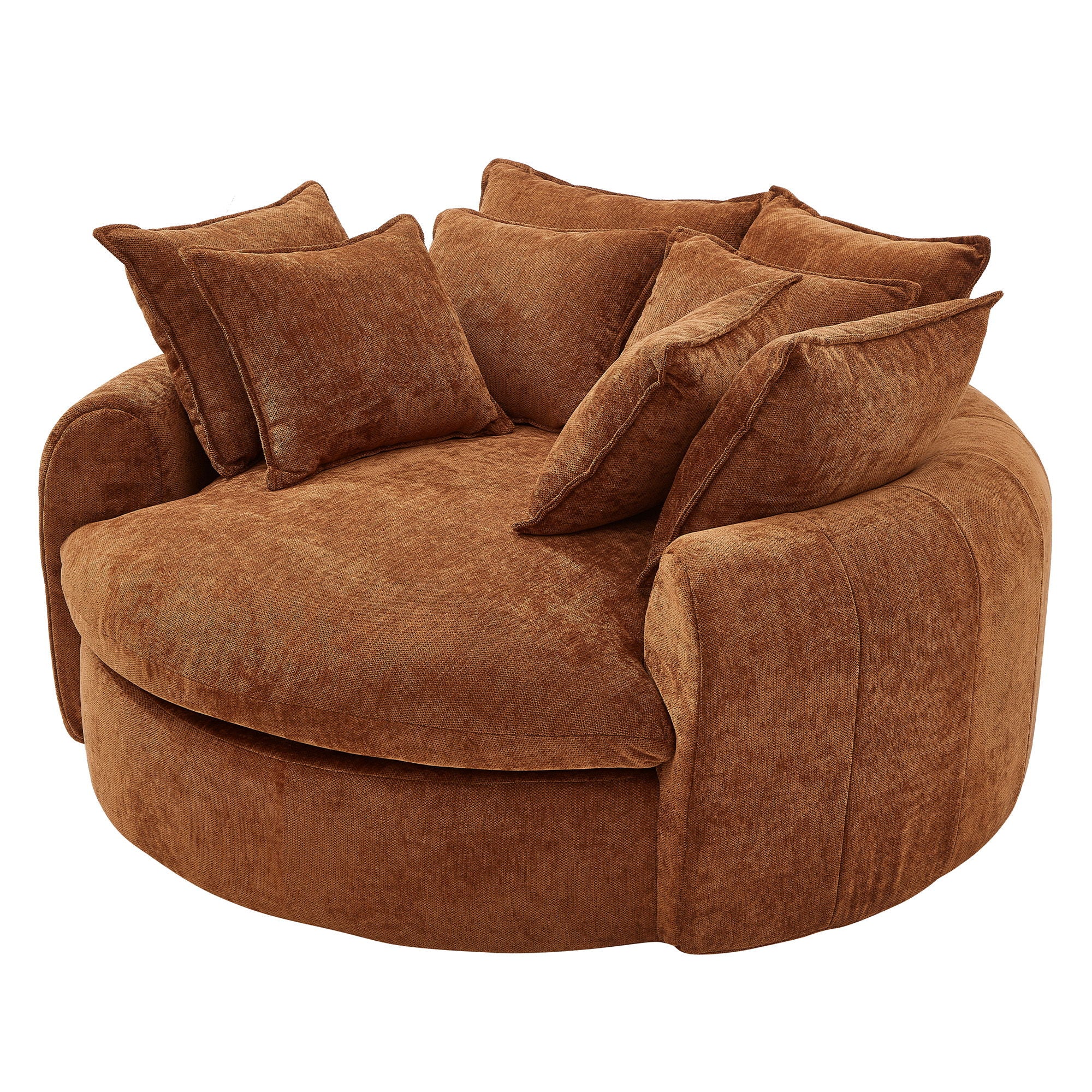 Modern Round Chaise Sofa With 8 Throw Pillows