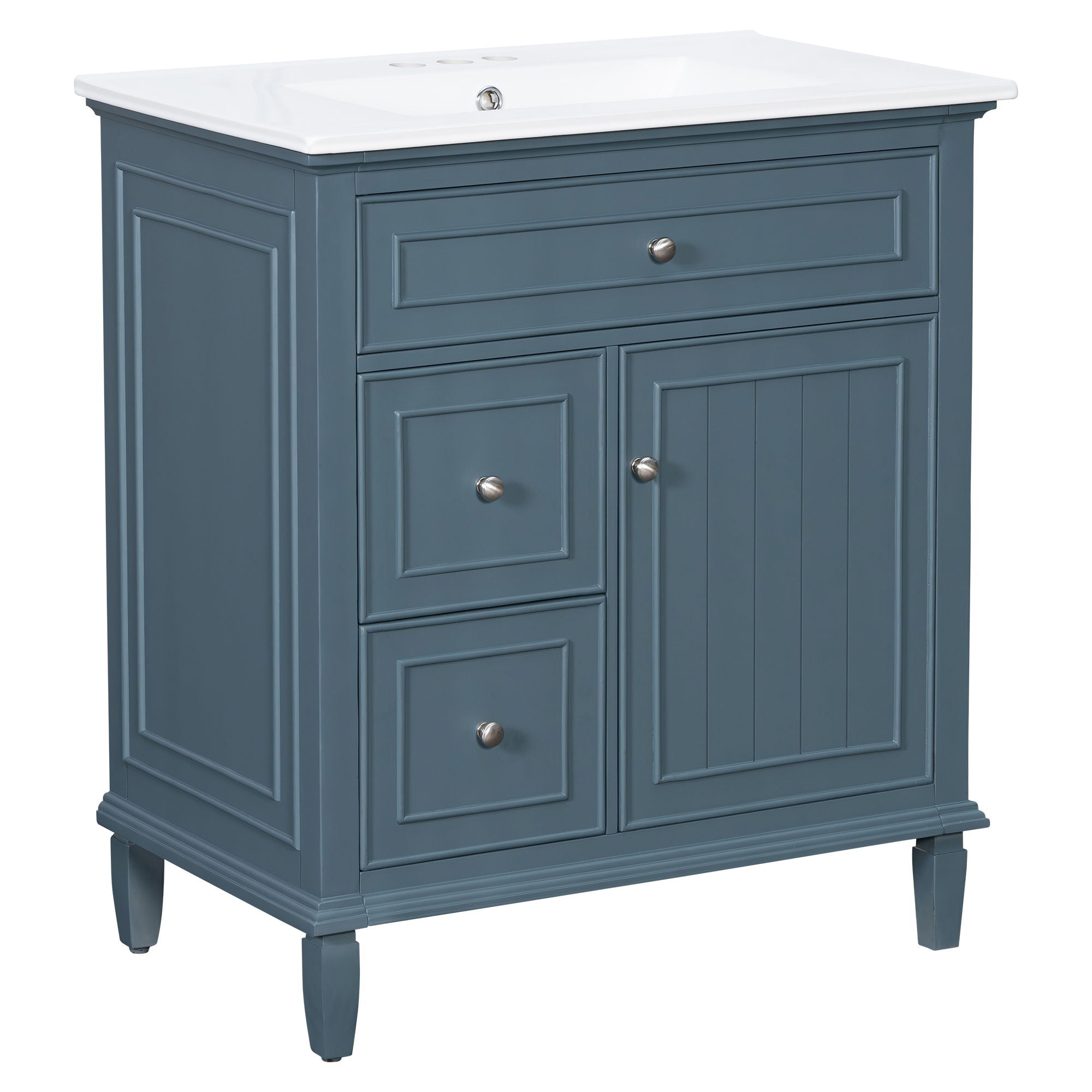 Modern Bathroom Vanity With Sink, Adjustable Shelf, Flip Drawer & 2 Drawers