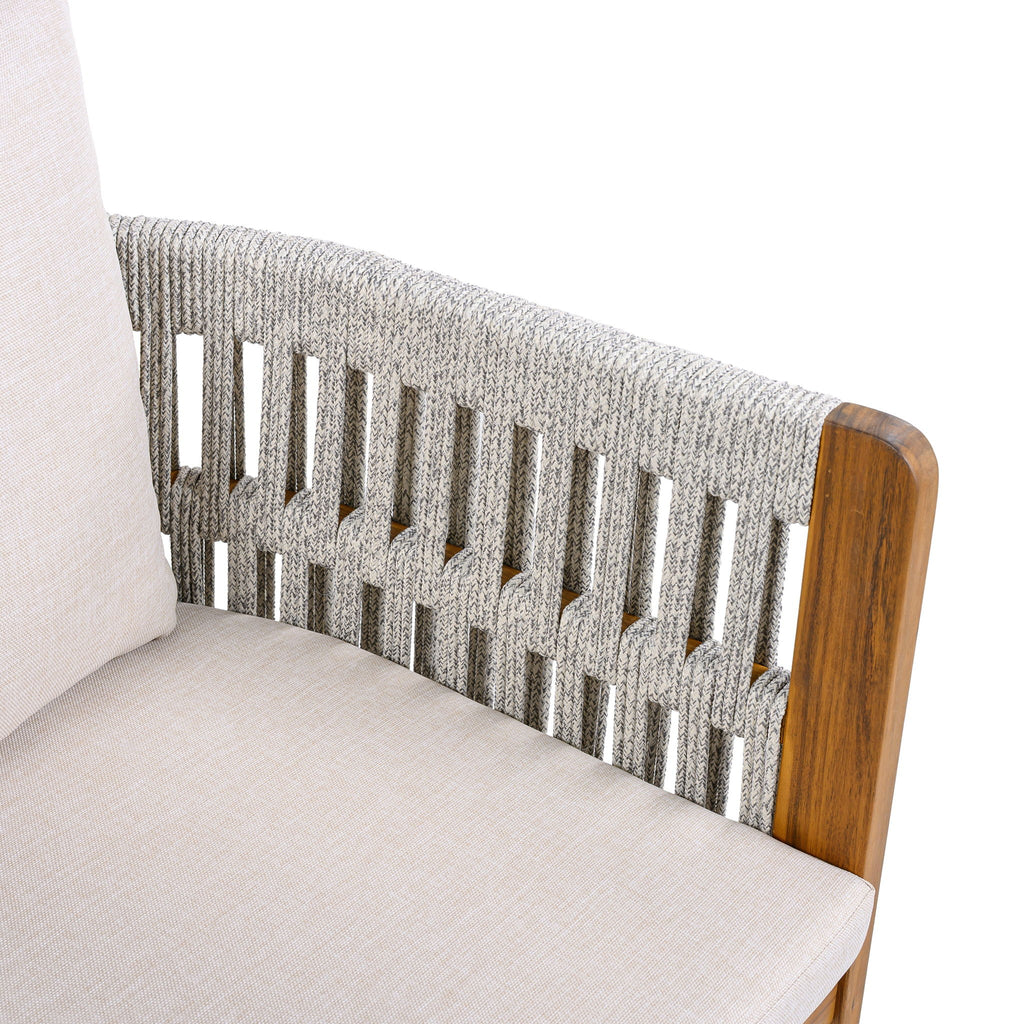 Outdoor Dining Chairs With Mix Rope Handles (Set of 2)