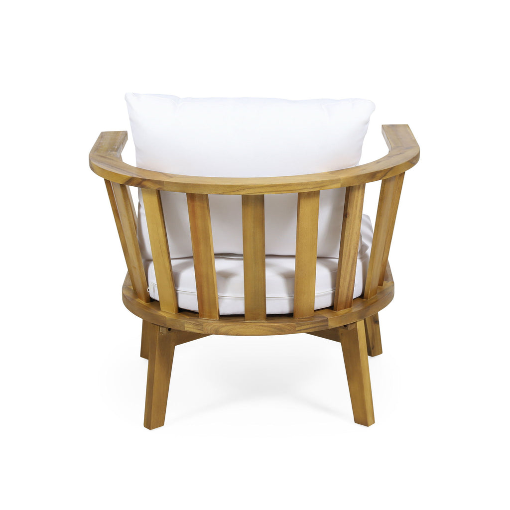 Outdoor Club Chair With Curved Backrest And Frame - White