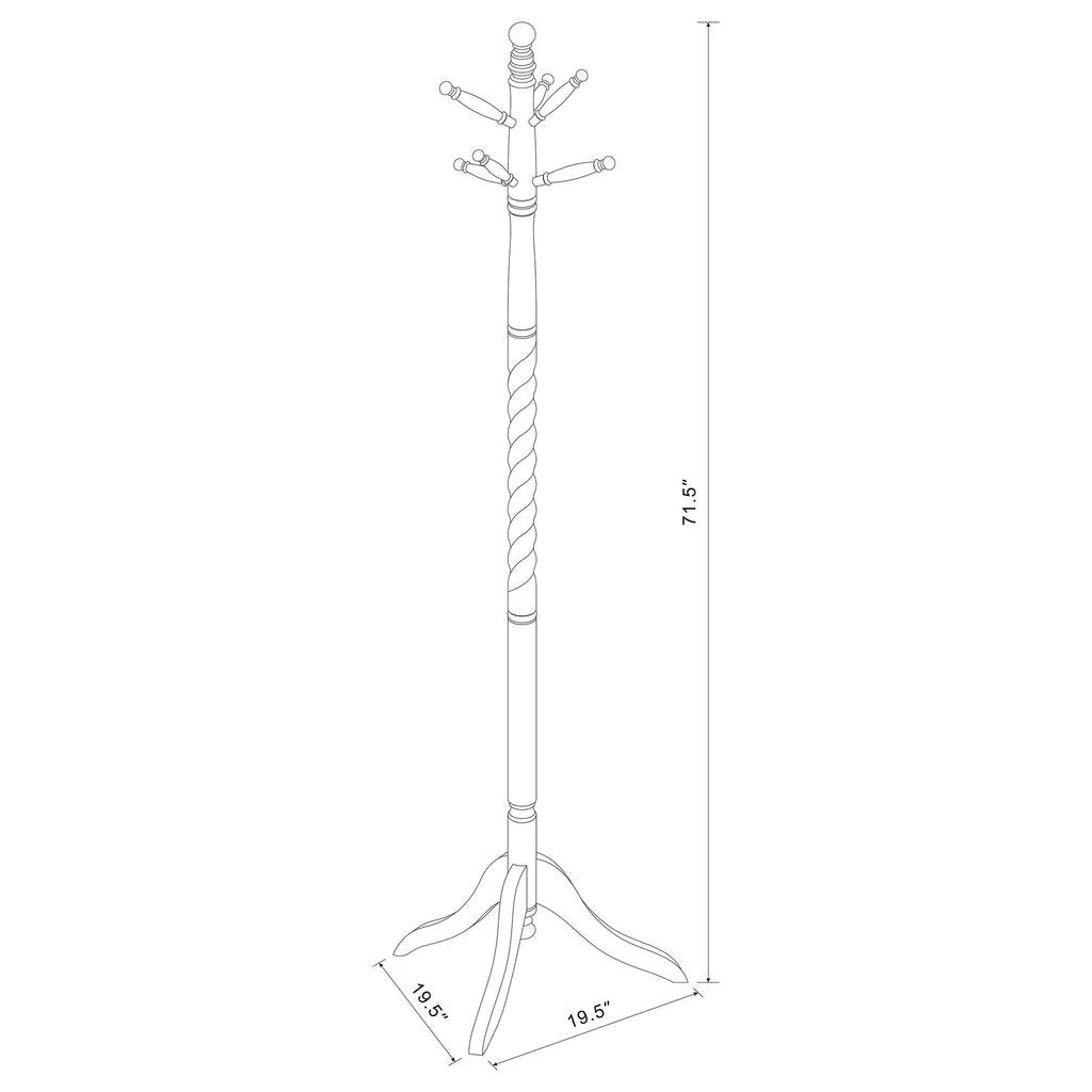 Coat Rack With Post Traditional Entryway Organizer With 6 Hooks - Brown