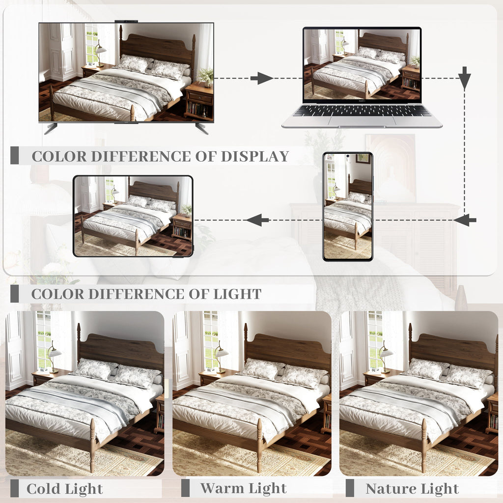 Retro 4 Poster Platform Bed Frame With Curved Tall Headboard