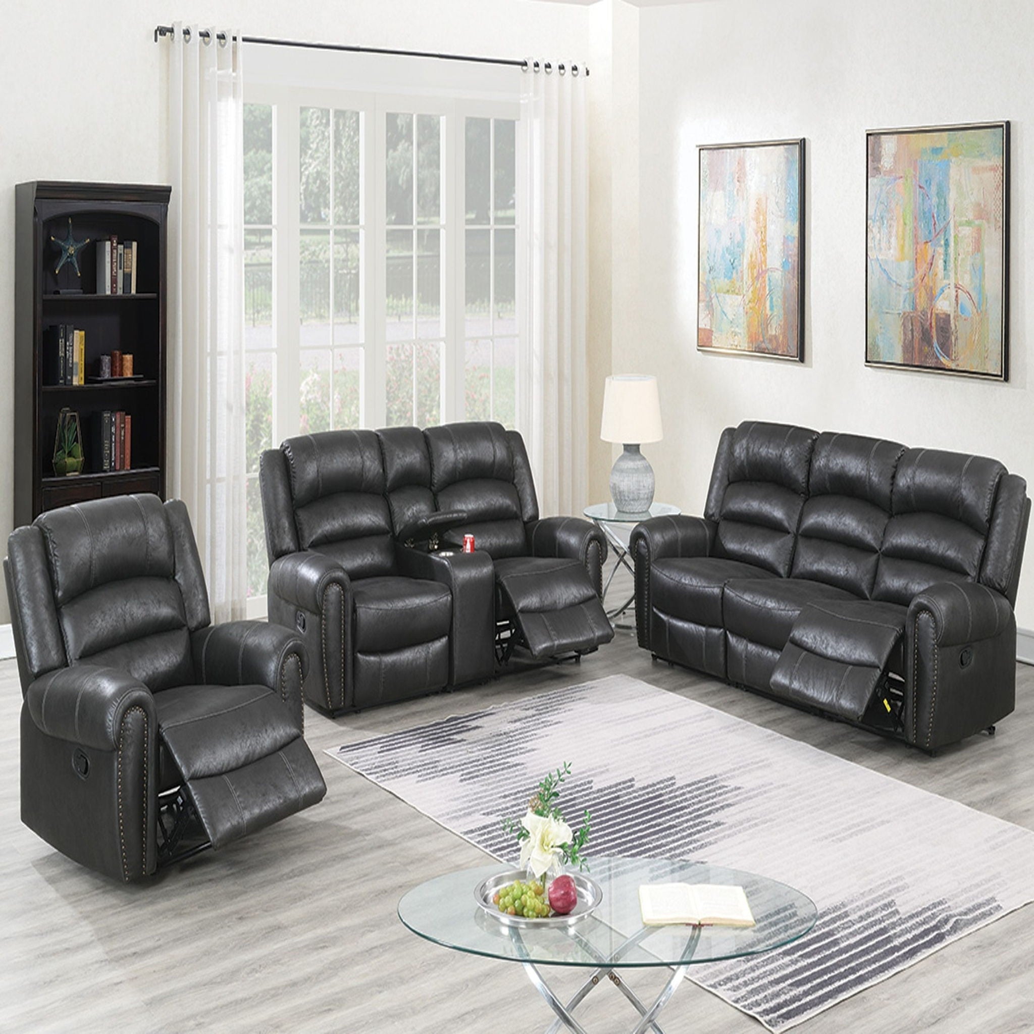 Power Reclining Loveseat With USB Port And Cup Holder Console - Black