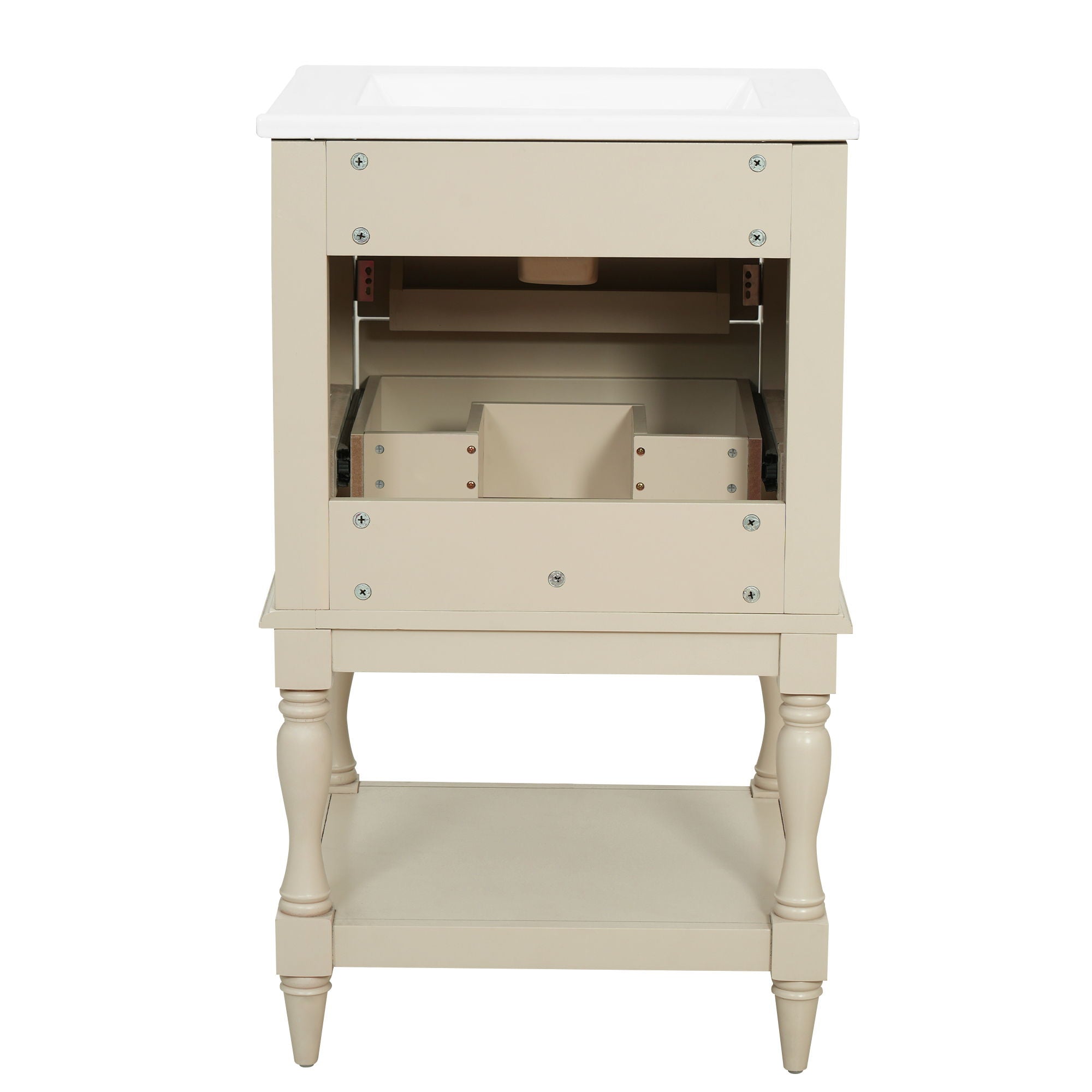 Retro Design Bathroom Vanity With Sink, 2 Drawer Storage Cabinet