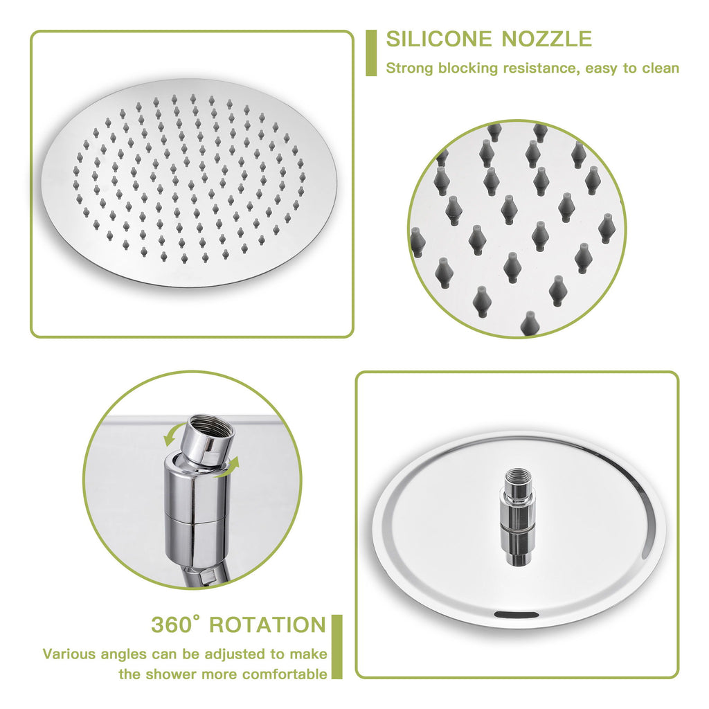 Shower System With 5 Function Rain Hand Shower And Slide Bar Combo