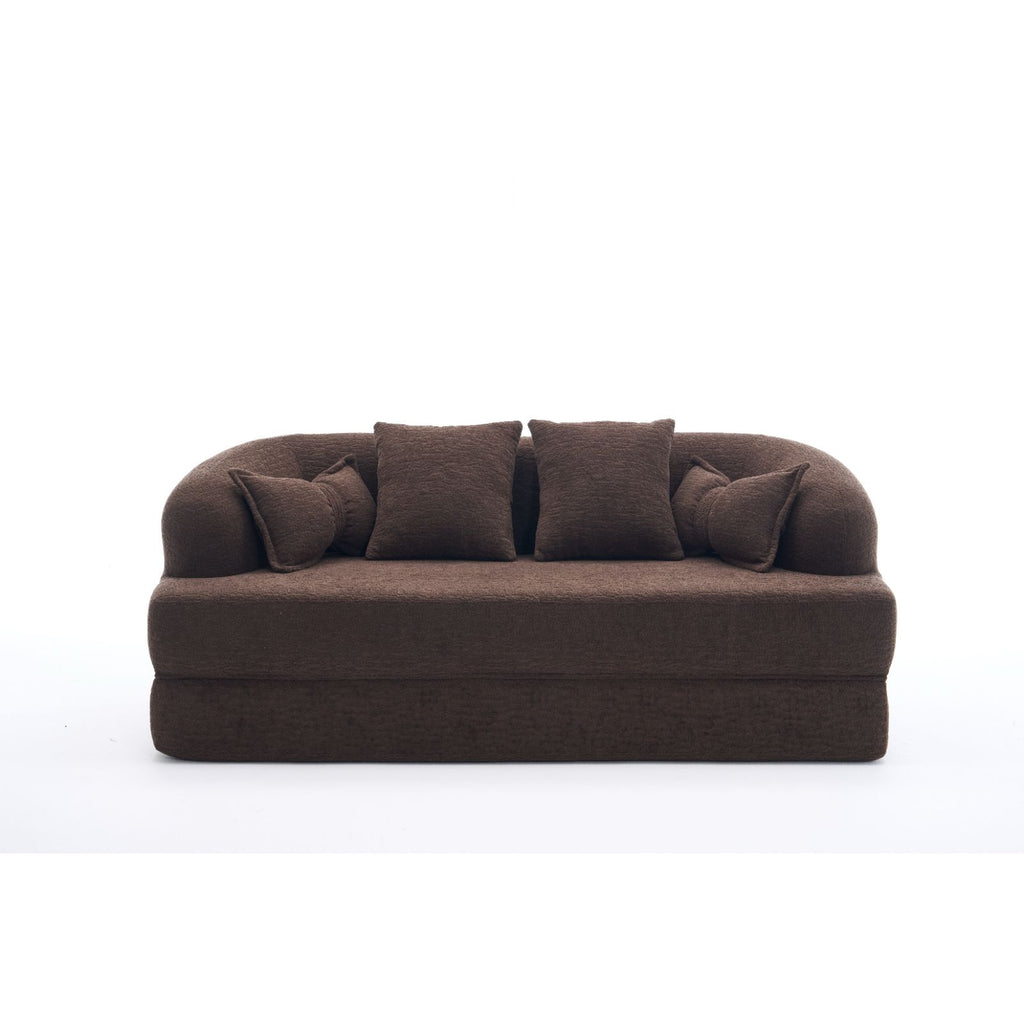 Foldable Sofa Bed, Boneless Couch Convertible Sleeper With 4 Pillows
