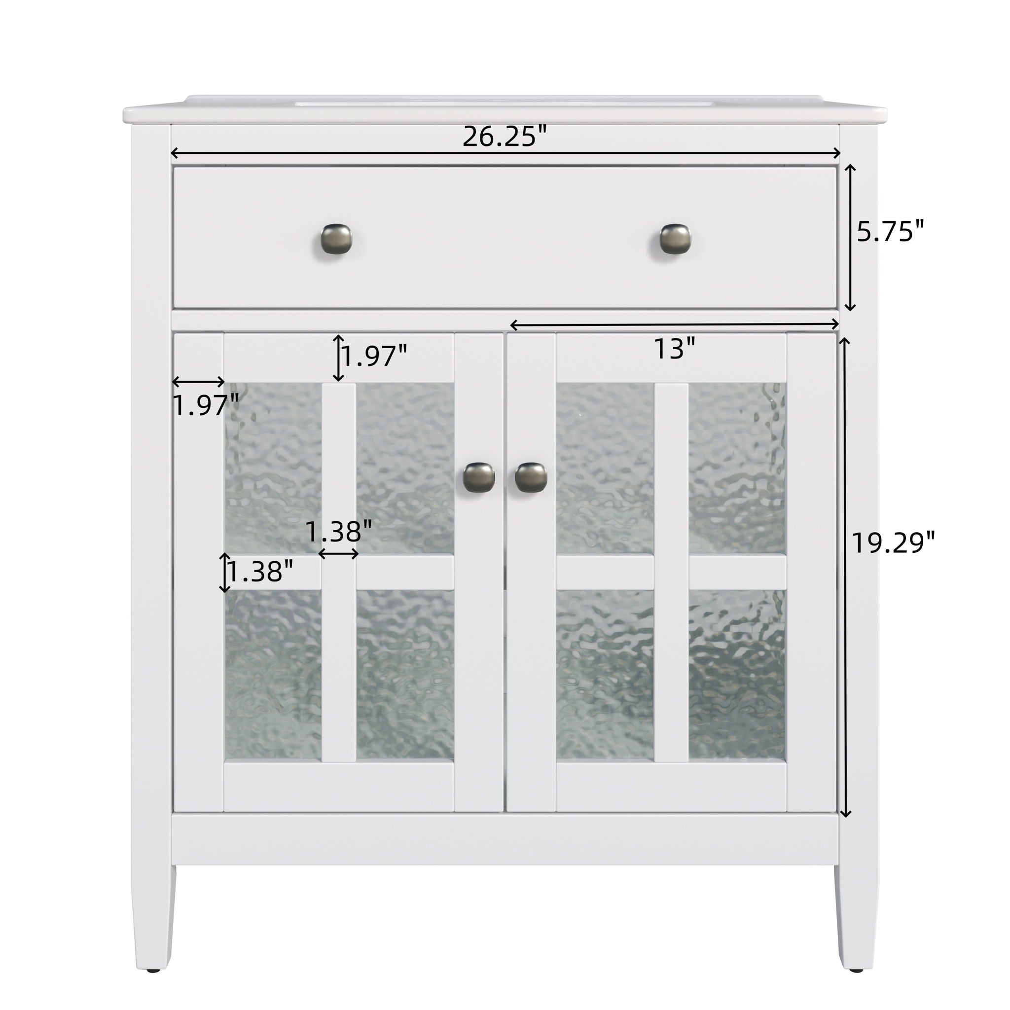 Bathroom Vanity With Ceramic Sink, Adjustable Shelf & Tip Out Tray