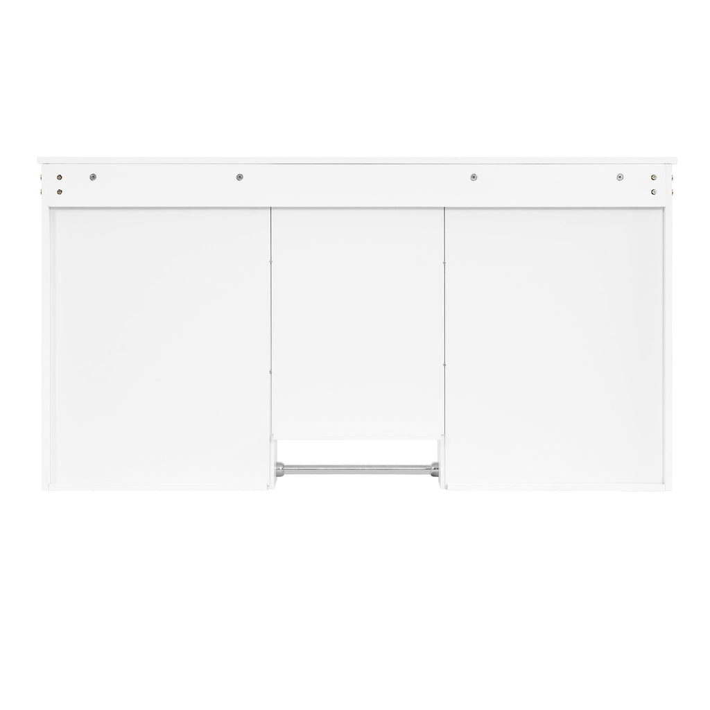 Wall-Mount 3-In-1 Mirror Cabinet With Adjustable Shelf, Soft-Closing Hinges, Rectangular Design - White