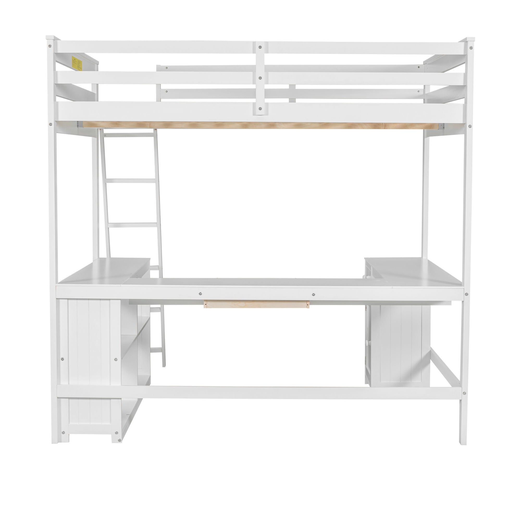 Loft Bed With U Shaped Desk, Drawers, And Storage Shelves
