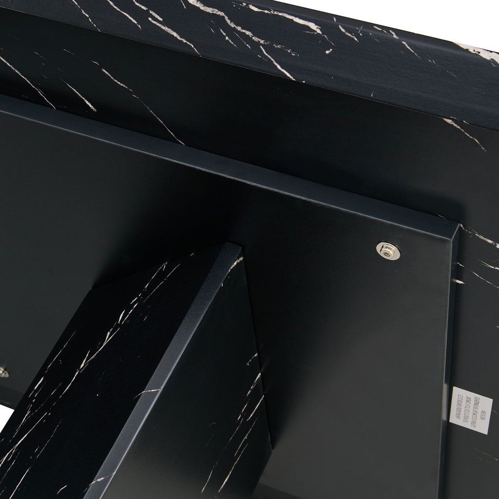 Modern Dining Table With Marbled Design For Luxurious Elegance - Black