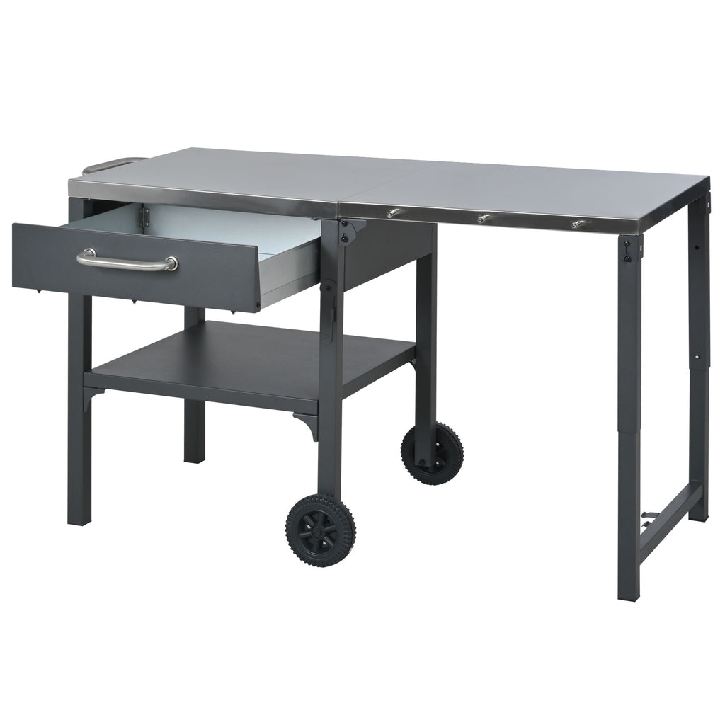 Foldable Outdoor Kitchen Cart With Storage For Patio