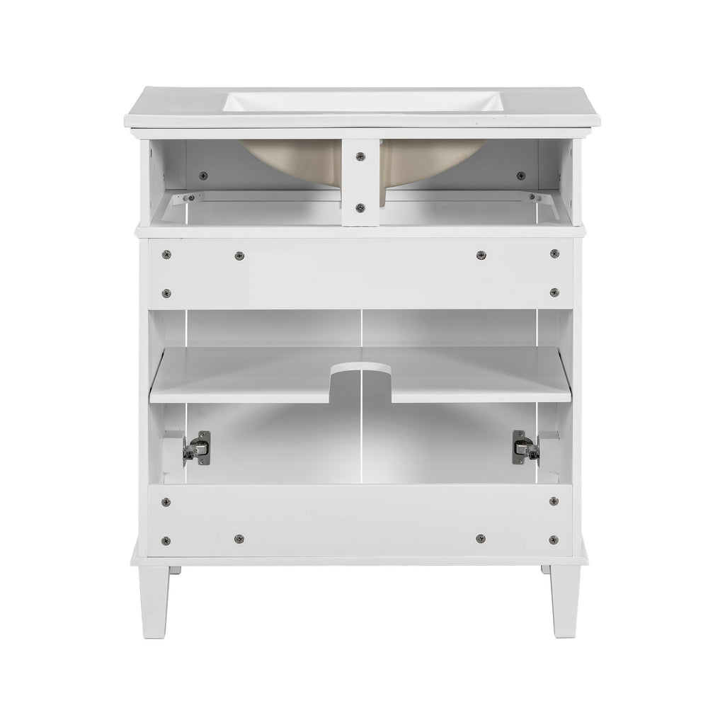Bathroom Vanity With Ceramic Basin, Soft Close Door And Adjustable Shelves