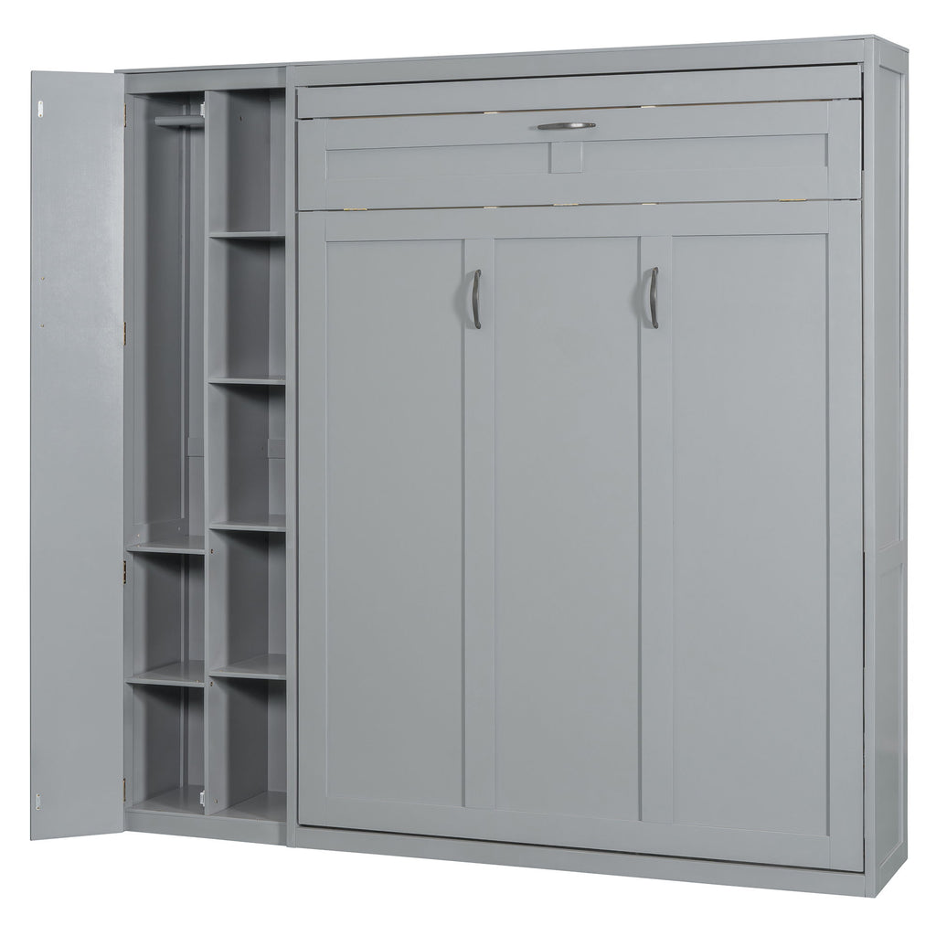 Murphy Wall Bed With Shelves, Wardrobe And LED Lights