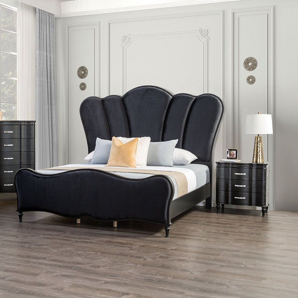 Nightstand, 3 Drawer Bedside Table - Black