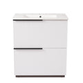 Fluted Bathroom Vanity With Ceramic Sink, Soft Close Slides