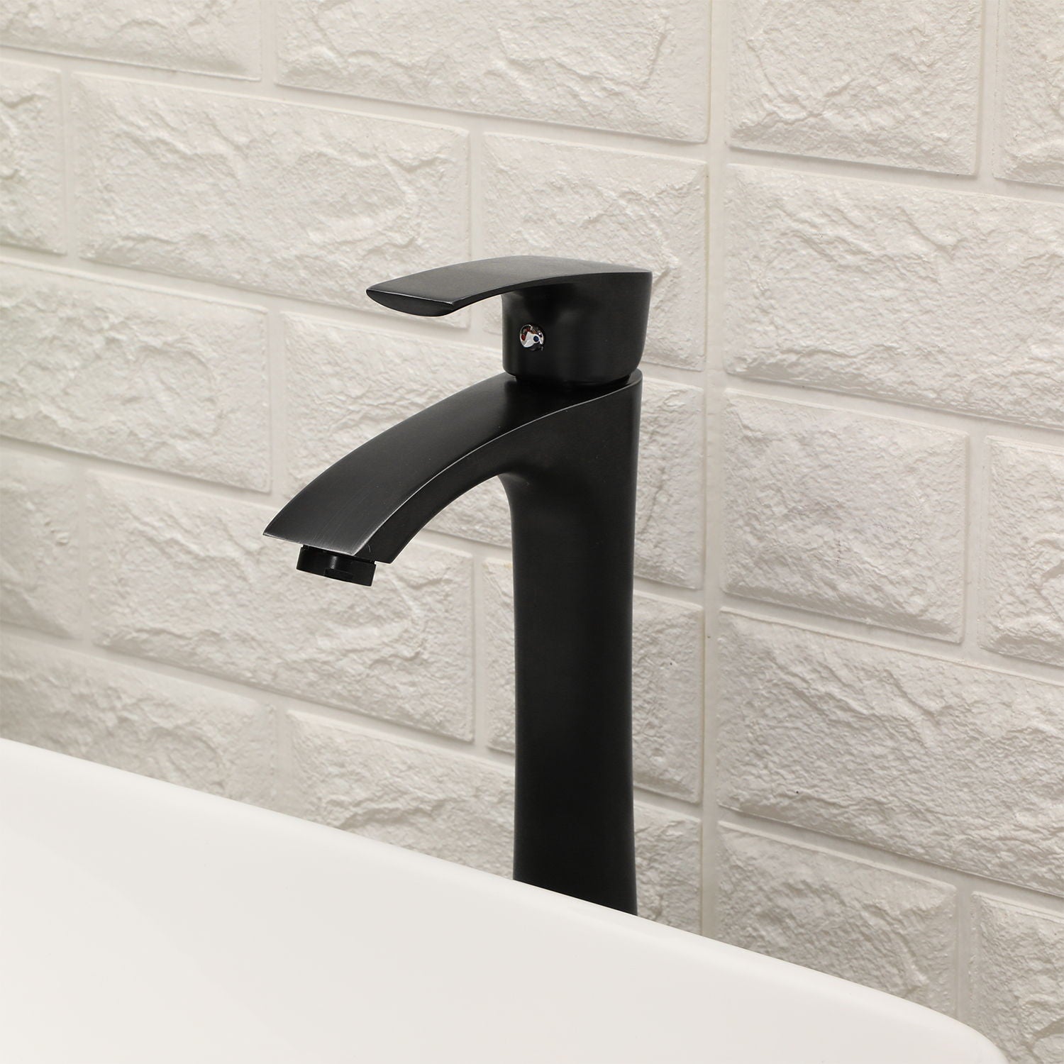 19" 5" Bathroom Sink Combo Rectangular Vessel Vanity Set With Faucet Drop In Ready Ceramic Basin - White / Black