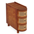 Narrow 3 Drawer End Table, Compact Nightstand For Living Room - Brown Oak