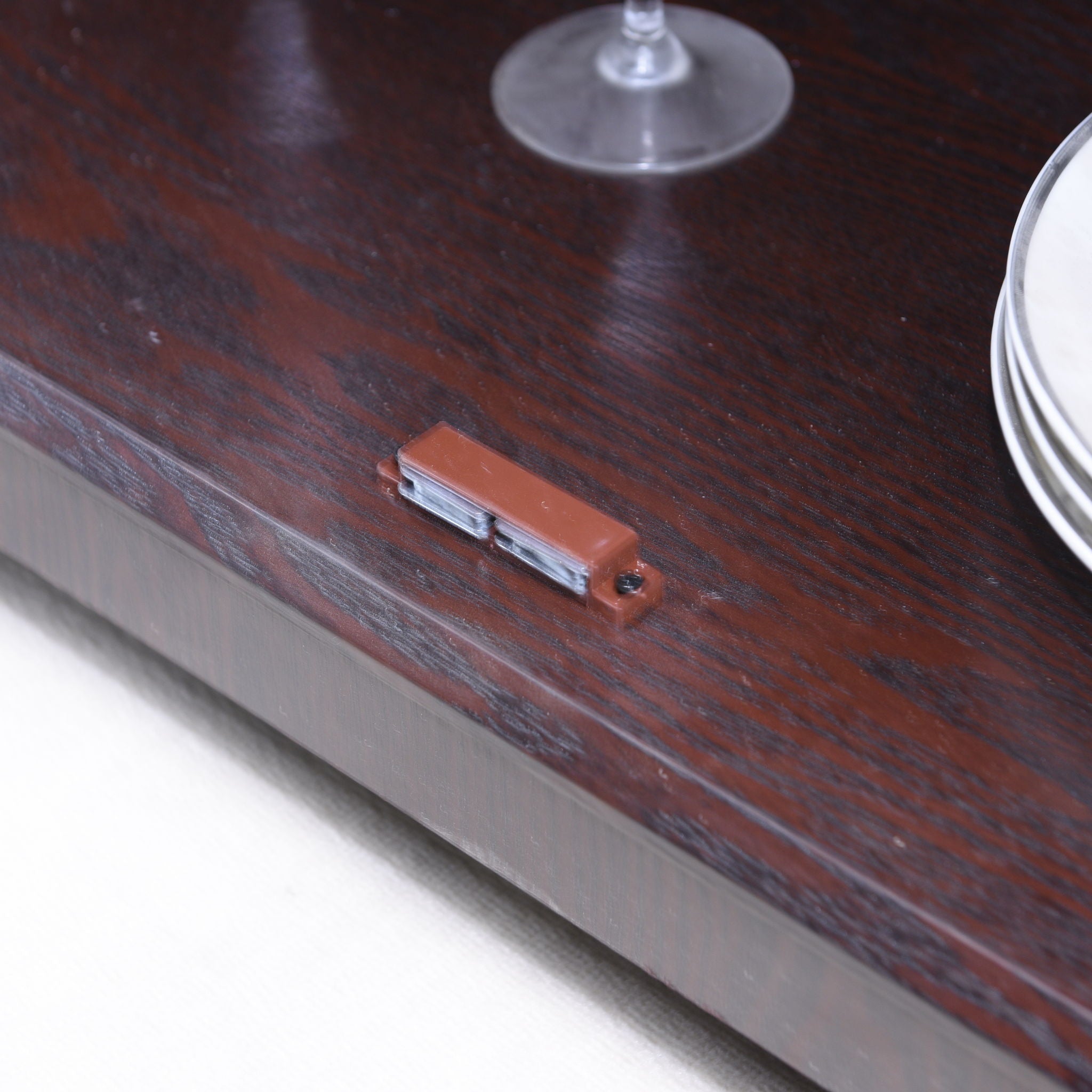 Modern Sideboard With Tempered Glass Doors - Ox Blood Red