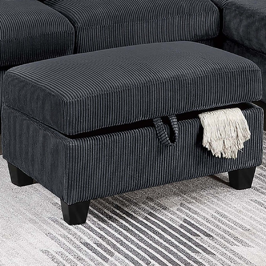Contemporary Sectional Set With Right Arm Chaise, Left Arm Sofa With USB Port, Storage Ottoman
