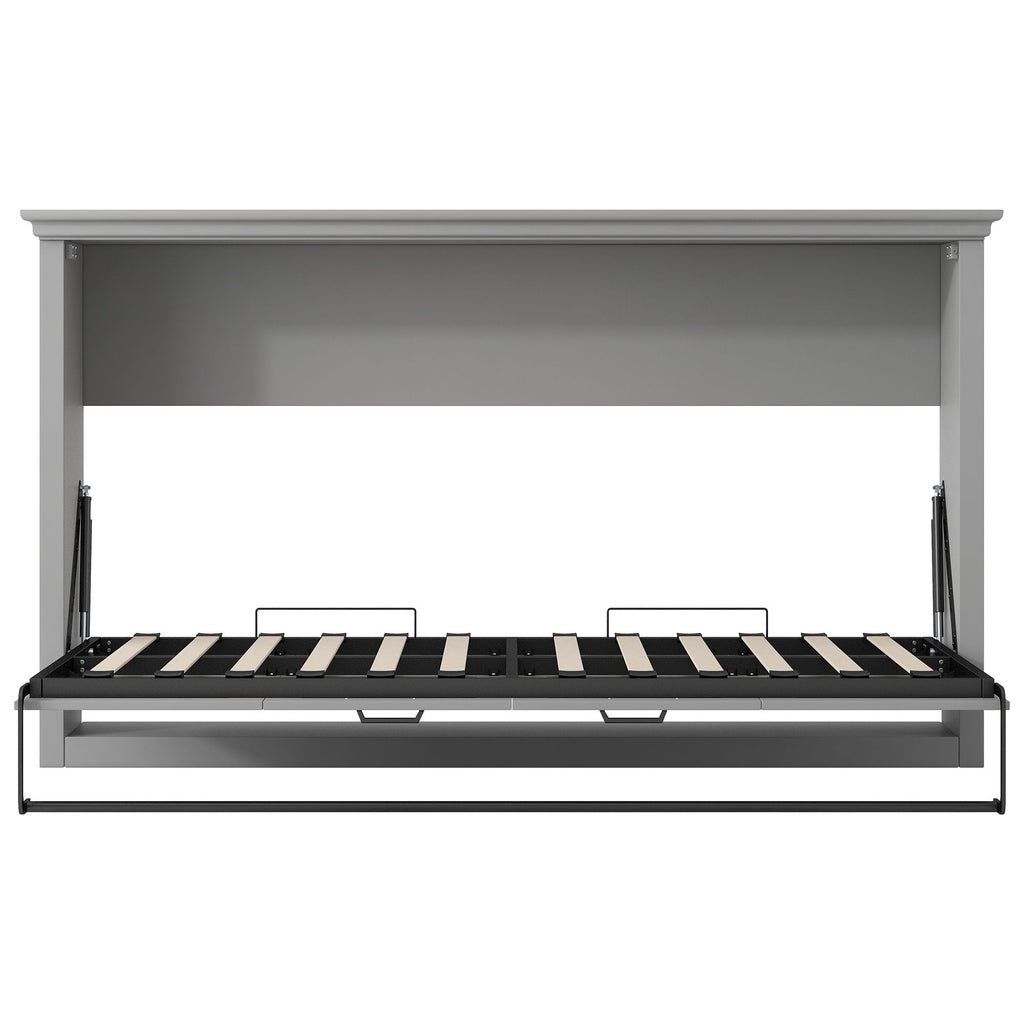 Twin Size Murphy Bed With Cabinet Storage - Gray