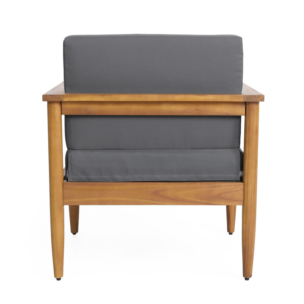 Outdoor Club Chair, Patio Chair With Teak Acacia Wood Frame - Dark Gray