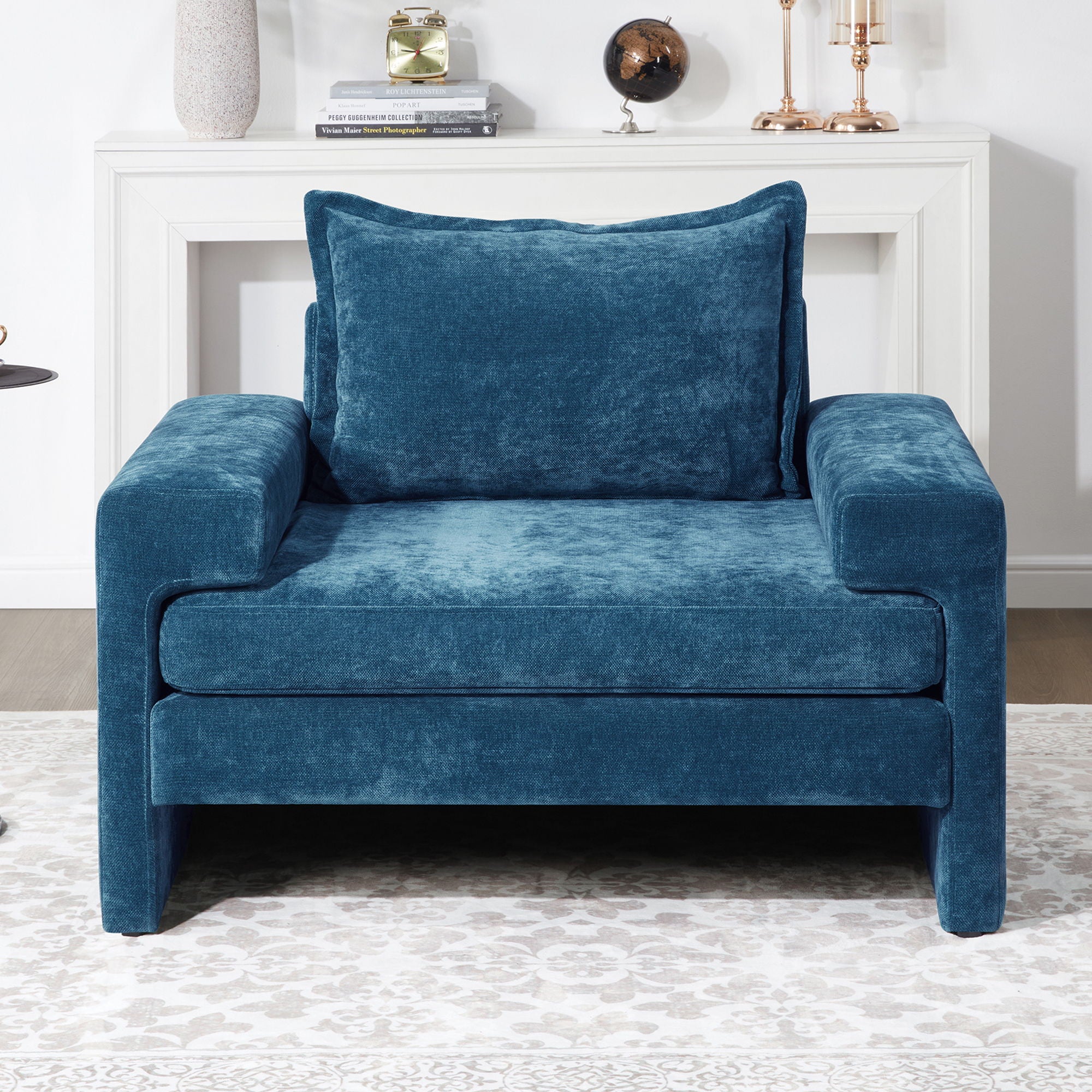 Upholstered Accent Chair With Wide Armrests And Ergonomic Back Support
