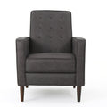 Macedonia - Mid Century Modern Button Tufted Fabric Recliner - Slate