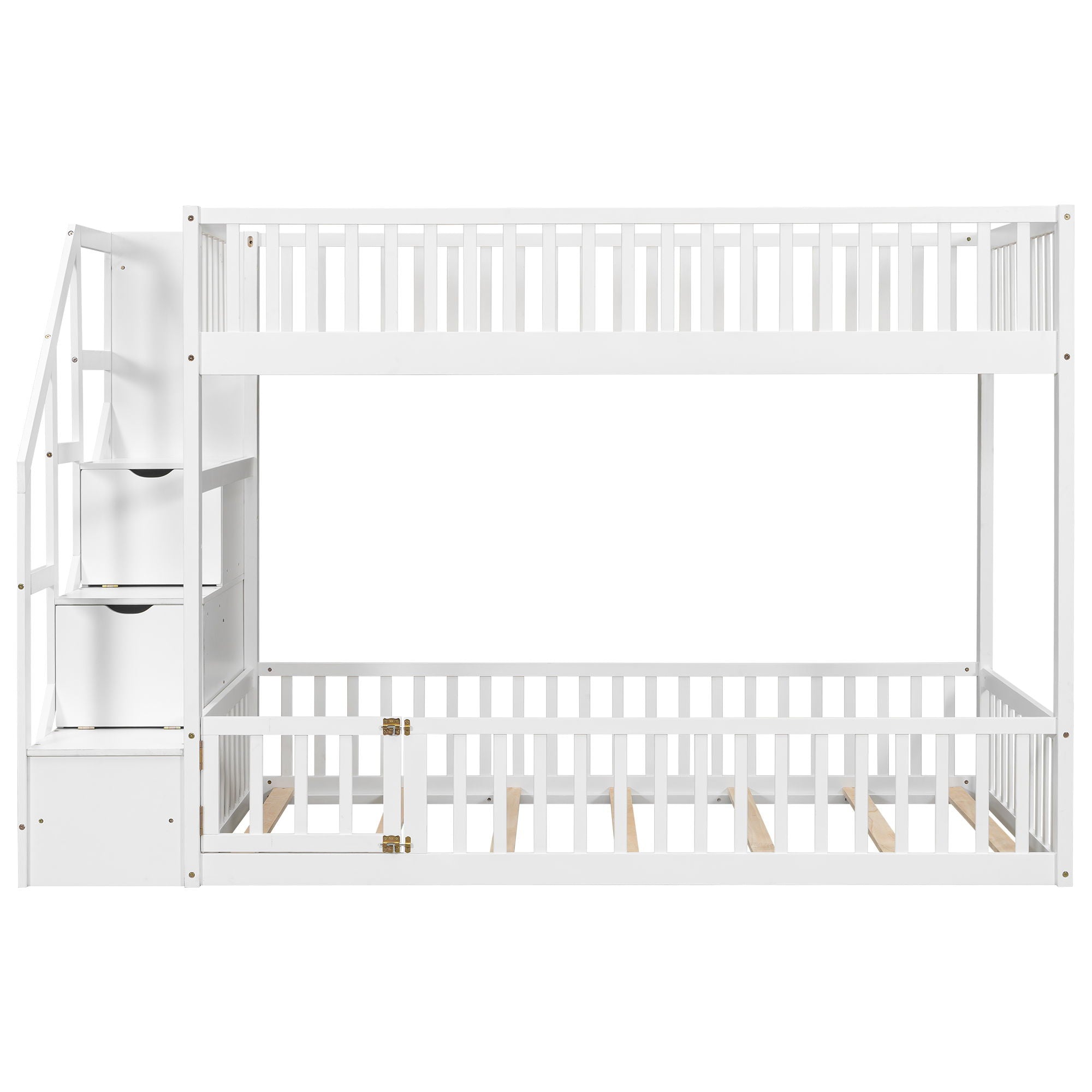 Floor Bunk Bed With Ladder And Storage