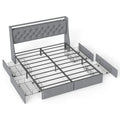 Platform Bed Frame With RGB LED Lights, Charging Station, Storage Headboard & 4 Underbed Drawers