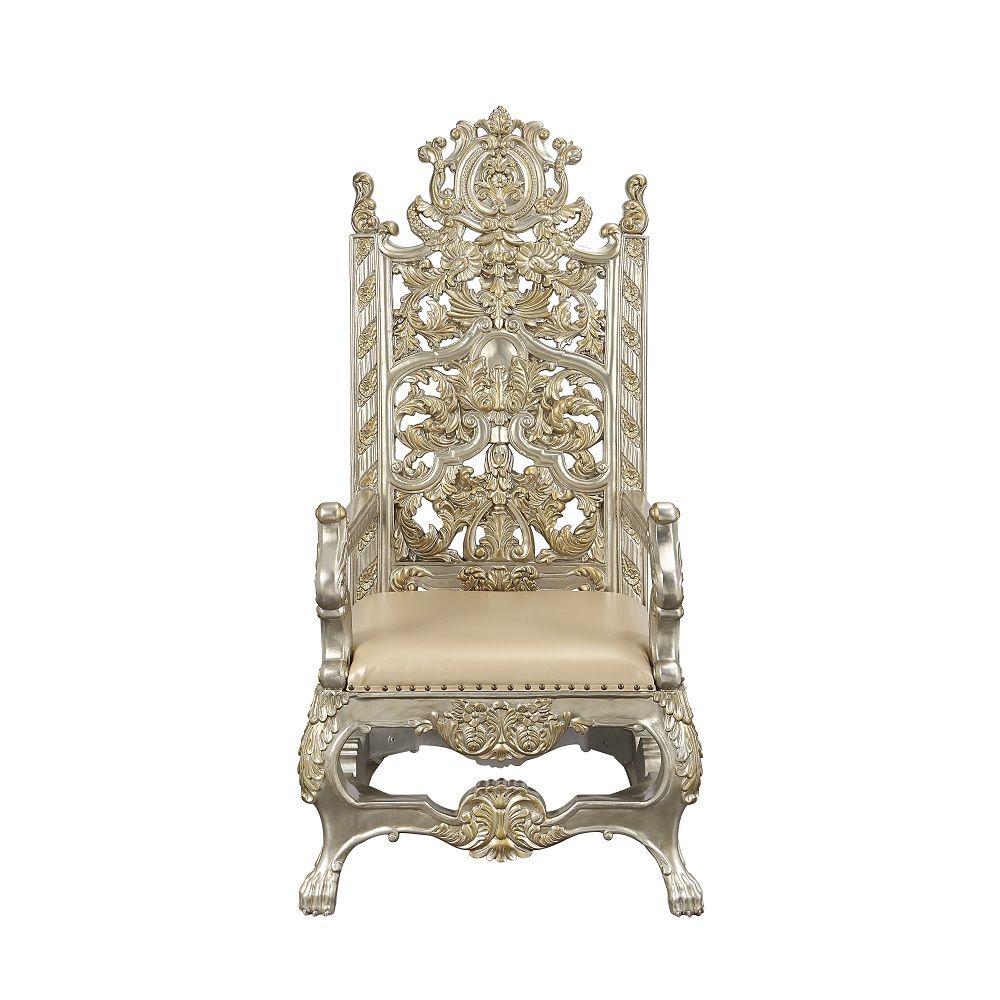 Danae - Arm Chair (Set of 2) - Synthetic Leather , Champagne & Gold