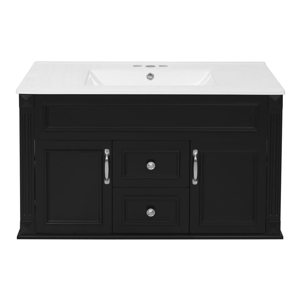 French Simple Style Wall Mounted Bathroom Cabinet With Sink