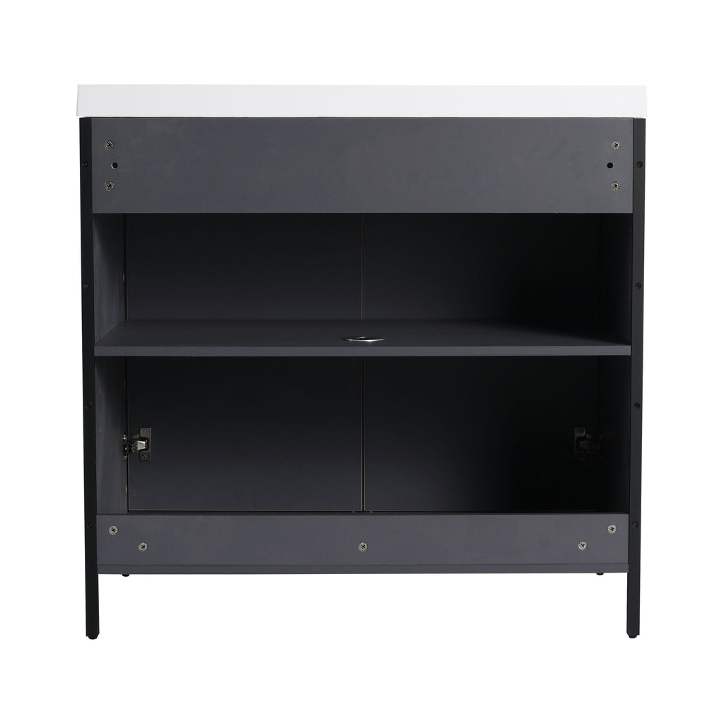 Modern Freestanding Bathroom Vanity With Resin Sink & Soft Close Cabinet Doors