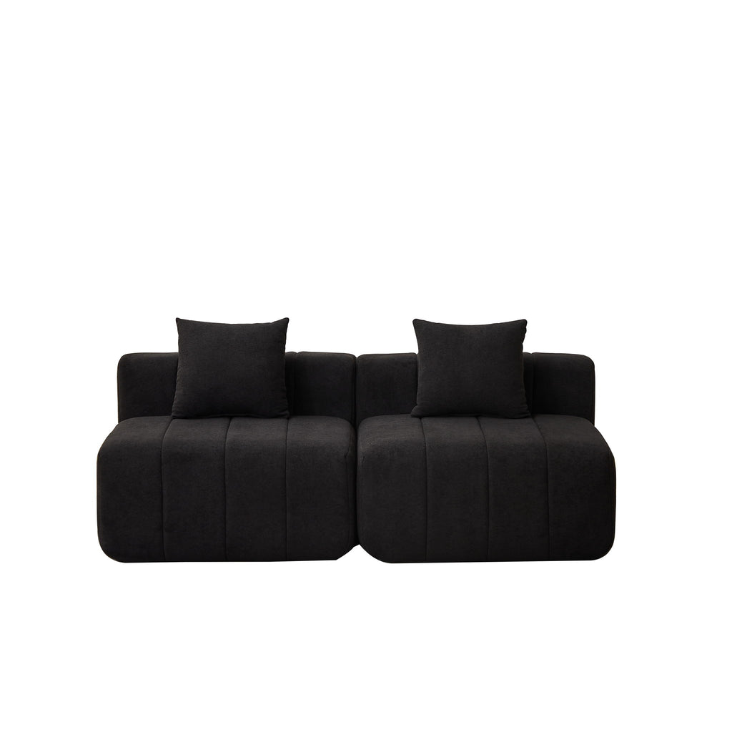 Modular Sectional Sofa With 2 Pillows, Symmetrical Design