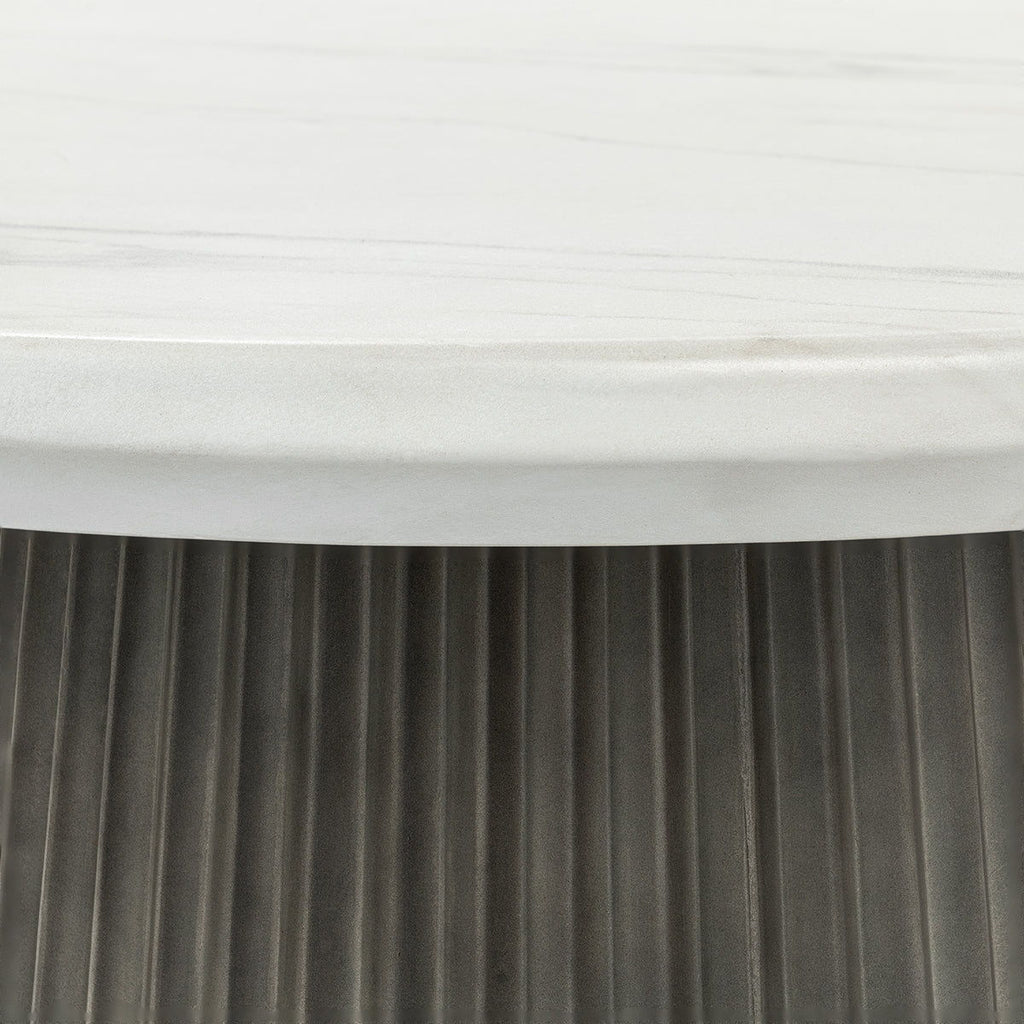 Caspia - 47" Outdoor Round Dining Table - Snowdrift White / Black