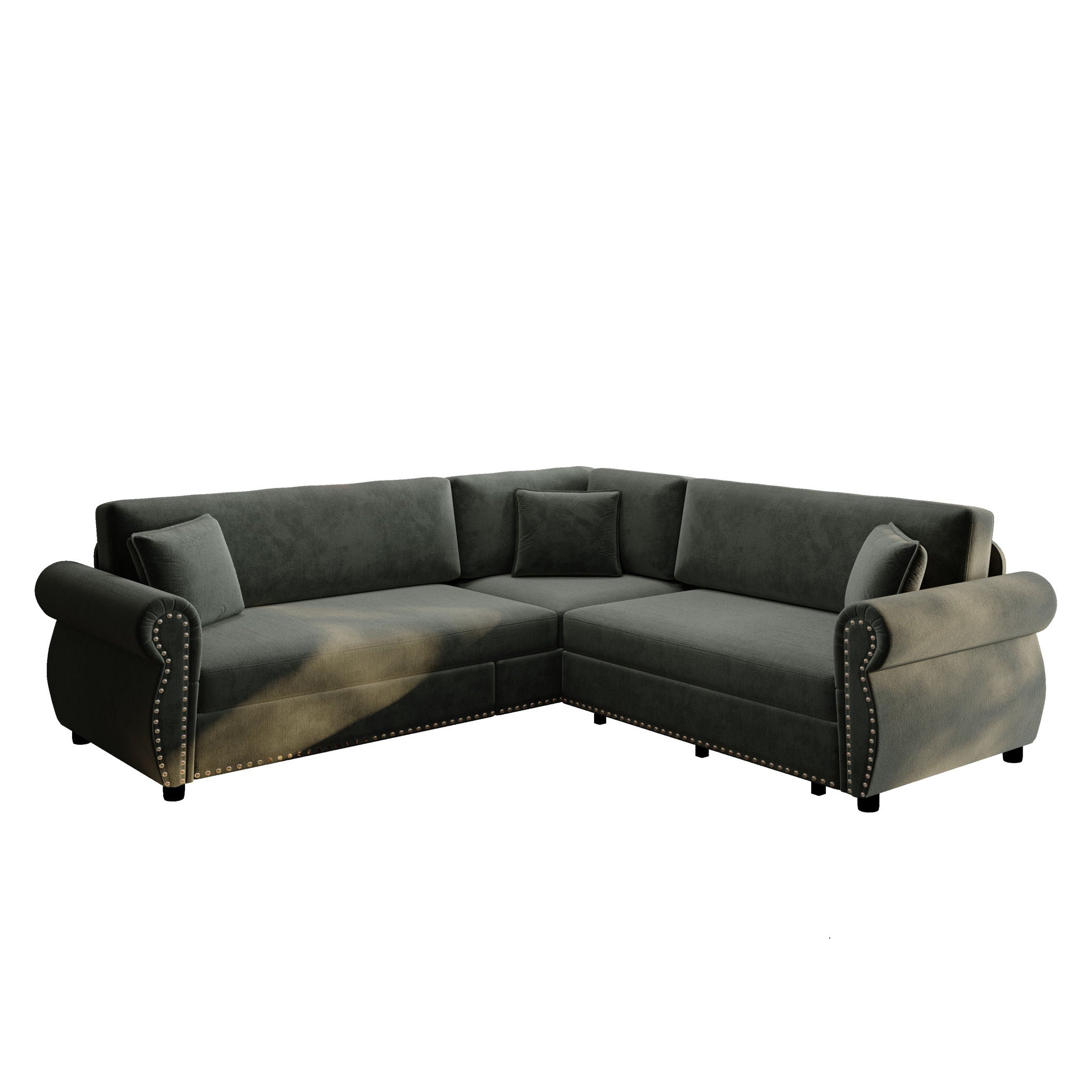 L-Shaped Sofa Couch With Pull-Out Bed