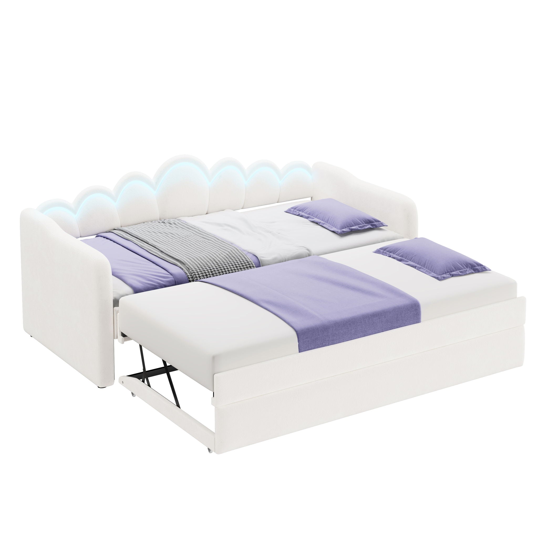 Upholstered Daybed With Adjustable LED Trundle