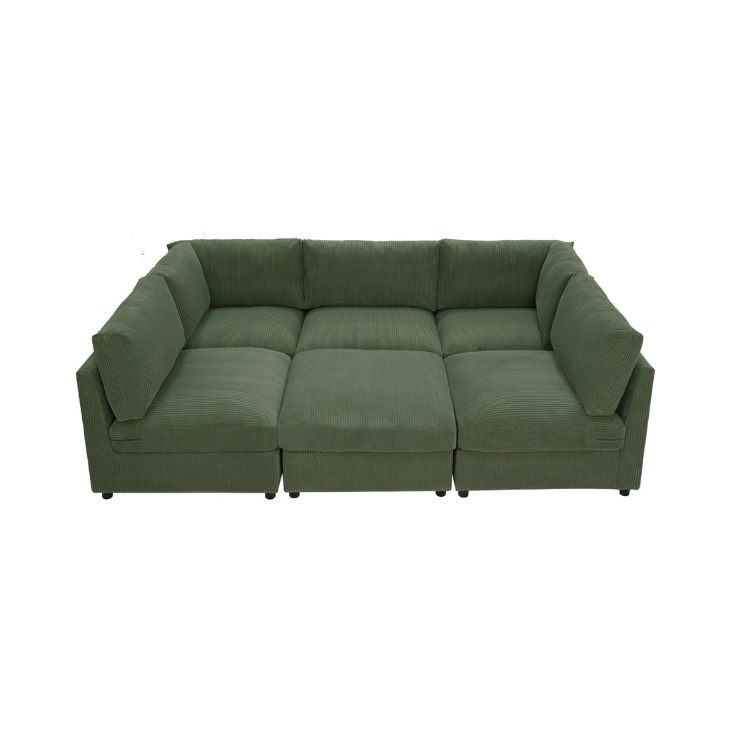 Reversible Modular Sectional & Custom Configuration And Premium Upholstery - Dark Green
